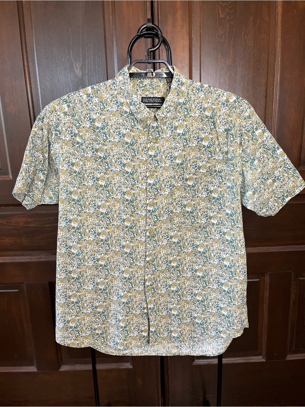 Vintage Generra Collection Short Sleeve Shirt 80s 90s Men's XL Green Abstract